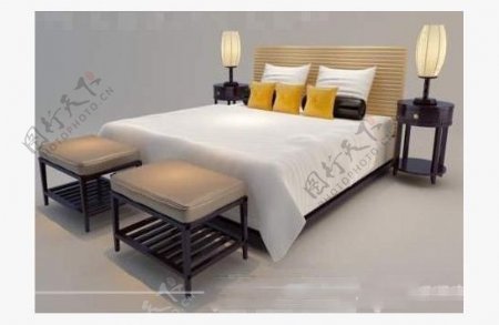 新中式木质平板床