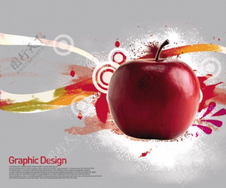 红苹果花纹设计背景图片素材