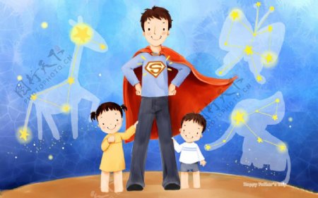 伟大的父爱儿女们心中的超人