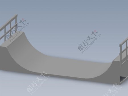 金属架构的滑板U型赛道3D模型