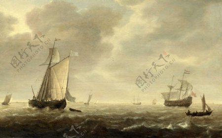 欧洲油画帆船