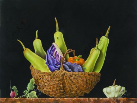 涓夋湡CCC177花卉水果蔬菜器皿静物印象画派写实主义油画装饰画