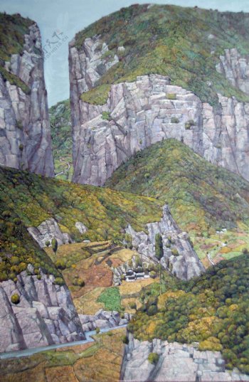 山石风景油画