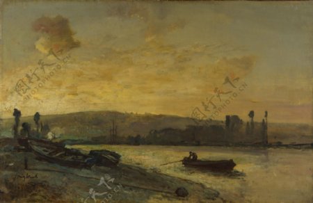 1577621风景建筑田园植物水景田园海洋船只印象画派写实主义油画装饰画