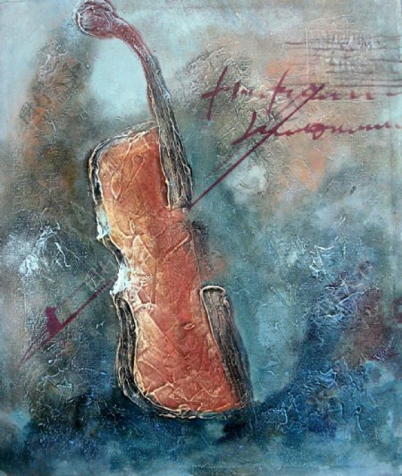 小提琴嵌入墙壁油画