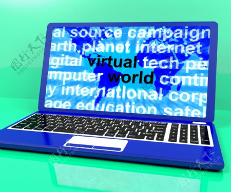 笔记本电脑显示全球互联网虚拟世界的话