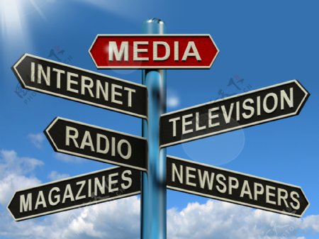 路标显示媒体网络电视报纸杂志和电台