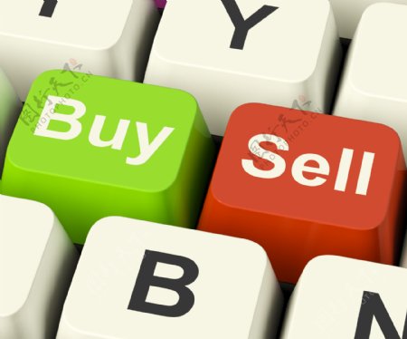 购买和出售键代表贸易或在线股票