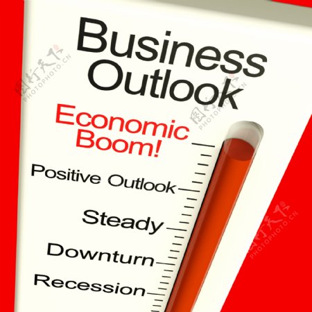 商业前景的经济繁荣的显示器上显示出增长和复苏