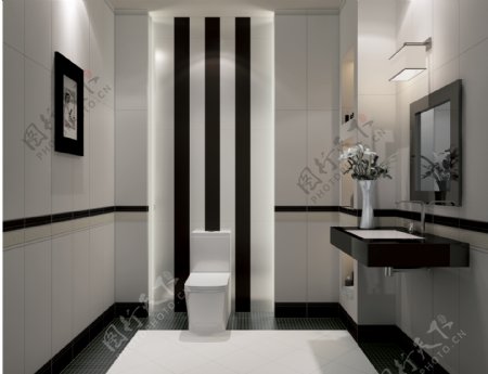 黑白卫浴空间瓷砖铺贴图片