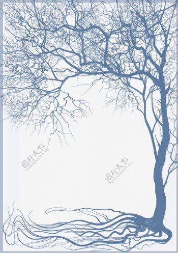 树根树冠创意图案矢量素材