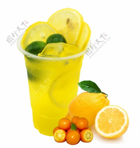 金桔柠檬果饮奶茶图片