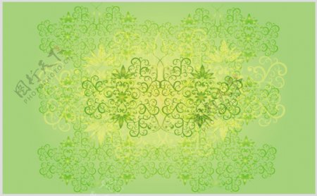 绿色树叶花纹底纹图片