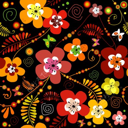 手绘线条可爱花纹花朵蝴蝶图片