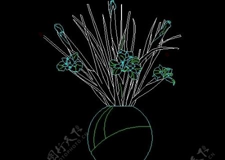 植物盆景花卉CAD饰物陈设图纸素材17