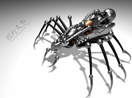 3D3维高清机械毒蜘蛛昆虫桌面壁纸图片黑