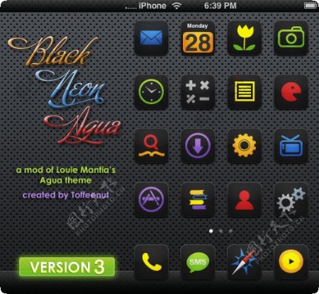 黑色风格iphone手机图标PSD素材