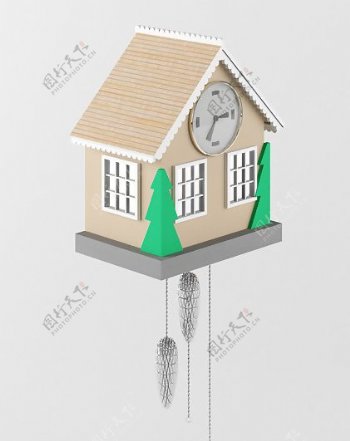3D小屋钟模型