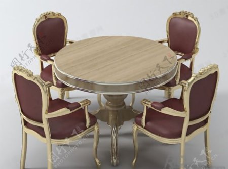 3D奢华欧式餐桌椅模型