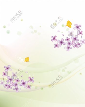 黄色蝴蝶紫色小碎花移门图片