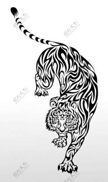 老虎花纹纹身