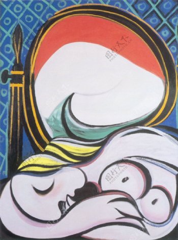 1932Lemiroir西班牙画家巴勃罗毕加索抽象油画人物人体油画装饰画