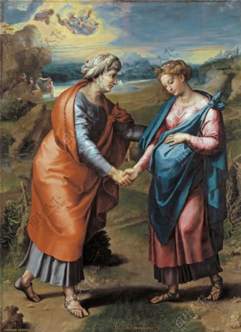RaphaelTheVisitationCa.1517意大利画家拉斐尔Raphael古典人物油画装饰画