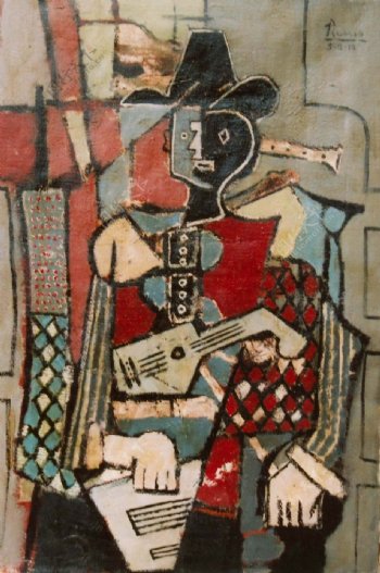 1918Arlequin1西班牙画家巴勃罗毕加索抽象油画人物人体油画装饰画