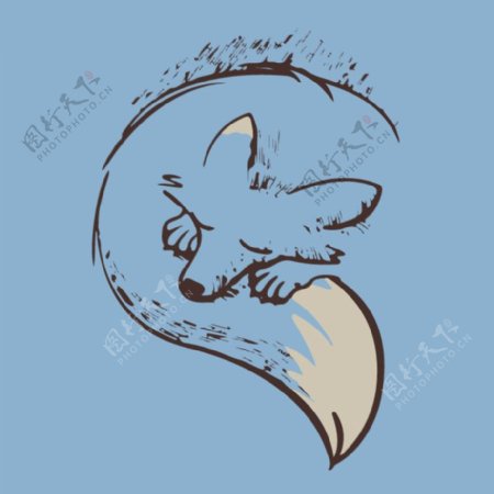 印花矢量图动物狐狸艺术简笔画免费素材