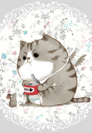 位图插画卡通插画动物猫免费素材