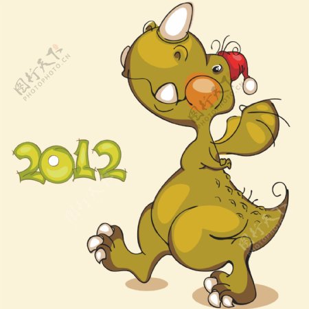 印花矢量图可爱卡通卡通动物恐龙2012免费素材