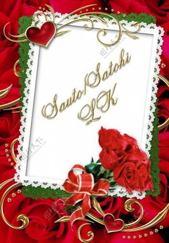 华丽玫瑰花背景相框模板