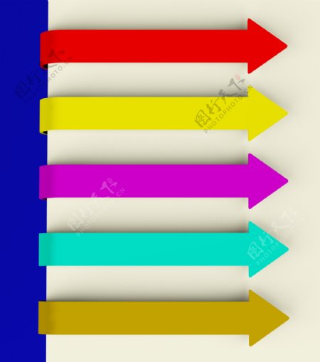 五彩色长箭头的标签在菜单列表或记录纸