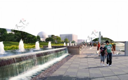 城市休闲喷泉公园图片