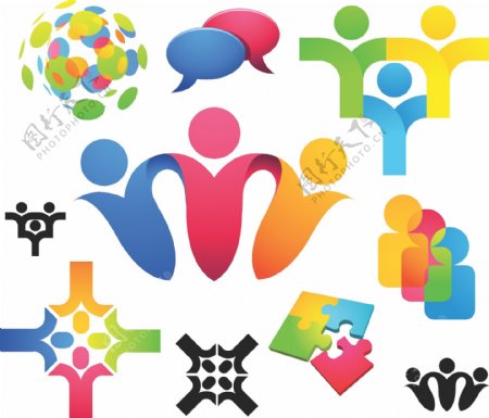 社交团队人物logo设计图片