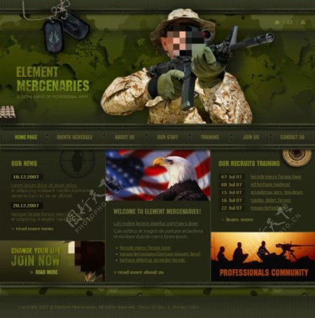 军事网页psd模板