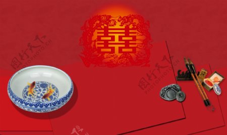 中式婚庆主背景图片
