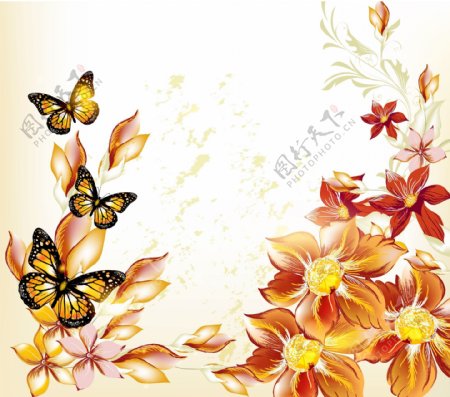 蝴蝶和花朵花纹