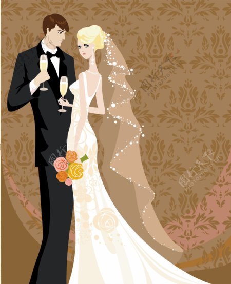 时尚婚礼卡片背景矢量素材1
