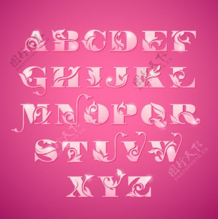 粉色花纹字母设计矢量素材