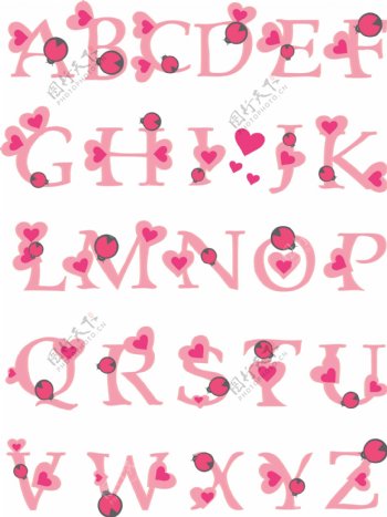 孩子般的粉红色的英文字母矢量素材