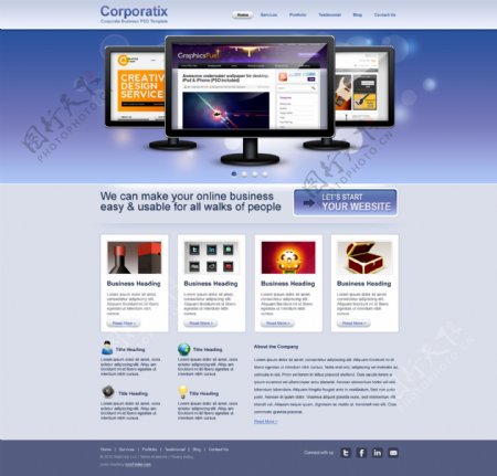 现代公司企业网站模板PSD