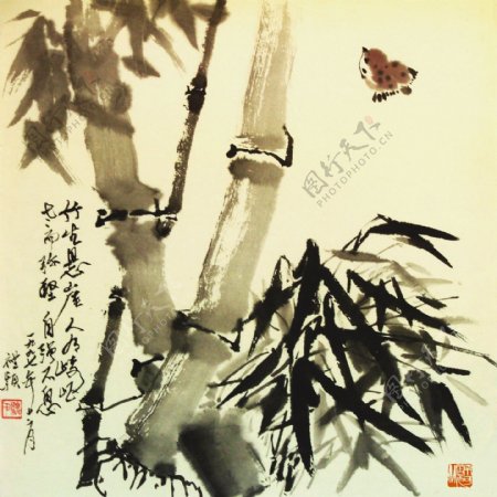 竹鸟图图片