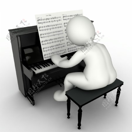 弹钢琴图片