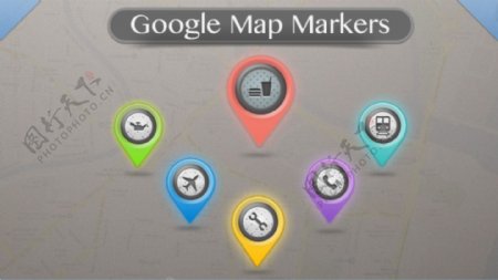 6谷歌地图界面标记销套PSD