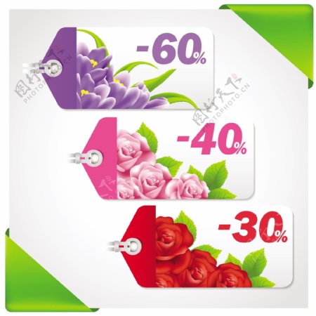 花卉背景价格标签图片