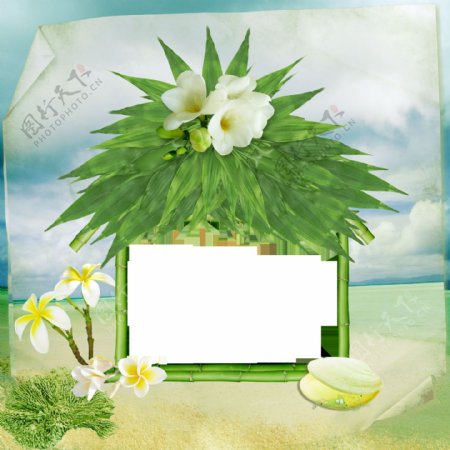 夏季海滩相框设计图片
