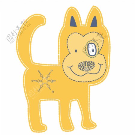 印花矢量图女童卡通动物黄色狗免费素材