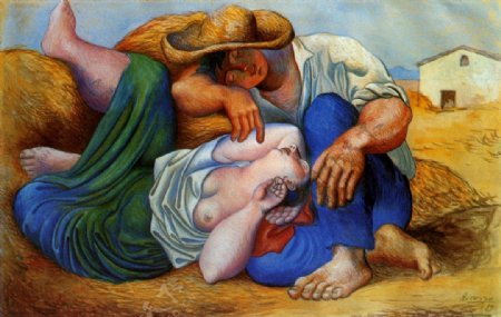 1919Lasieste西班牙画家巴勃罗毕加索抽象油画人物人体油画装饰画