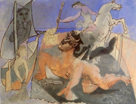 1936MinotauremourantComposition西班牙画家巴勃罗毕加索抽象油画人物人体油画装饰画